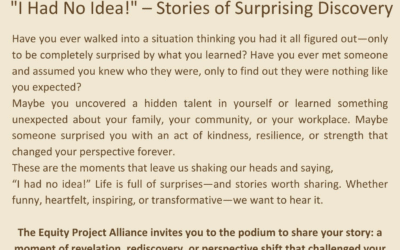 Save The Date. Story Slam “I Had No Idea!” – Stories of Surprising Discovery